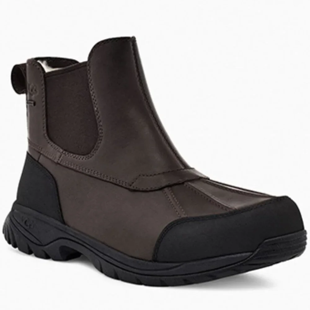 UGG Butte Chelsea Mens Waterproof Leather Wool Insulated Winter Boots Brown 11.5